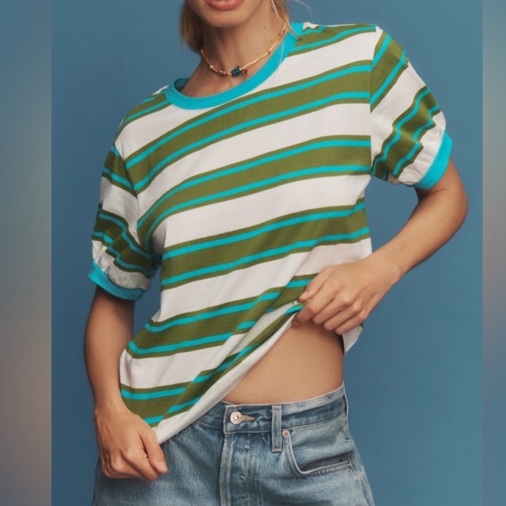 Pilcro Striped Cotton Crewneck Tee